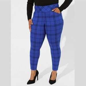 Torrid - Pocket Pixie Skinny Studio Luxe Ponte High Rise Pant in Ash Plaid Blue﻿